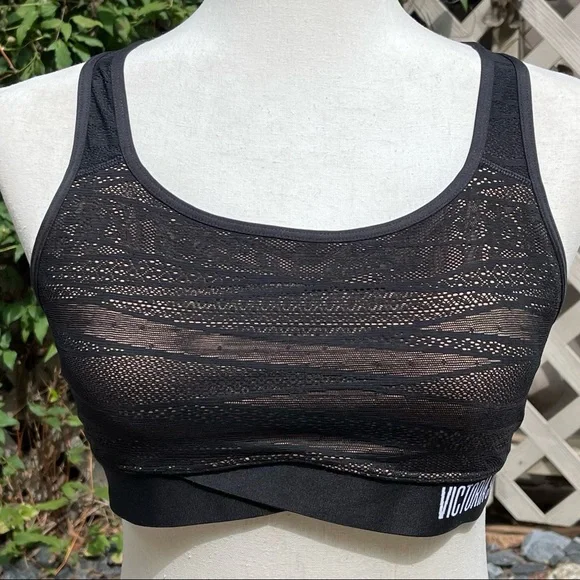 NWOT Victoria Sport “The Player” Lace Overlay Criss-cross Racerback Sports Bra - Picture 2 of 16